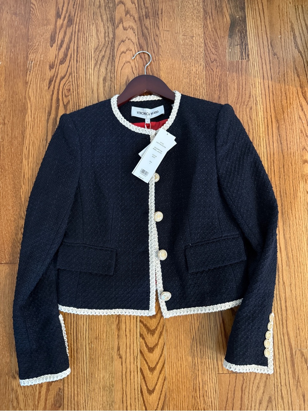 Veronica Beard Mabel navy-Trim Tweed Jacket